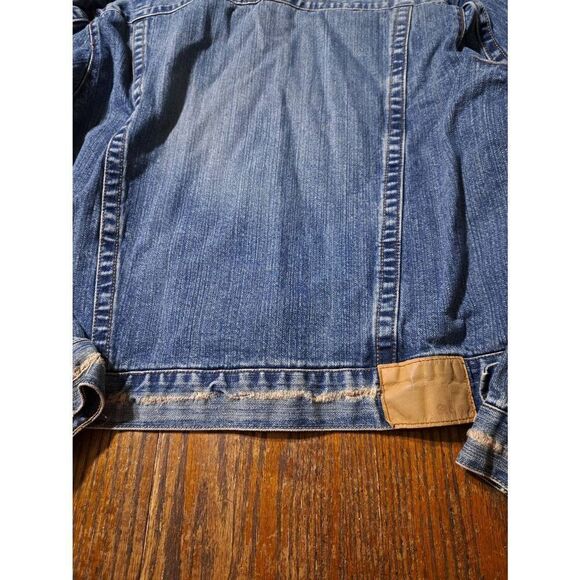Medium Vintage Carbon Distressed Long Sleeve Button Front Denim Blue Jean Jacket - Picture 8 of 8